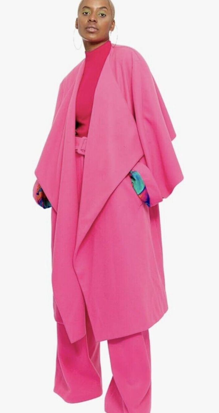 Chaouiche Western Oversized Maxi Coat Women's Hot Pink Cape Medium (D09)